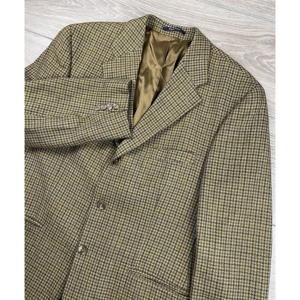Chaps Ralph Lauren Men's Vtg Wool Herringbone Tweed Sport Coat Blazer Brown 44 R
